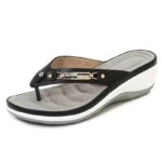 Pantoufles d'été pour femmes, nouvelle mode, chaussures à boutons en métal, sandales de plage compensées, plateforme extérieure, tongs de loisirs, 2024 - AliExpress 322