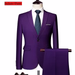 Classic Wedding Tuxedos Casual Solid Suits Slim Fit - Image 11