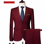 Classic Wedding Tuxedos Casual Solid Suits Slim Fit - Image 7